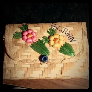 Rare Vintage St John Flower Clutch Purse